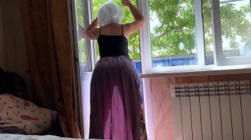 Stepmom In Transparent Dress Shows Her Big Ass To Stepson Waiting For Anal Sex